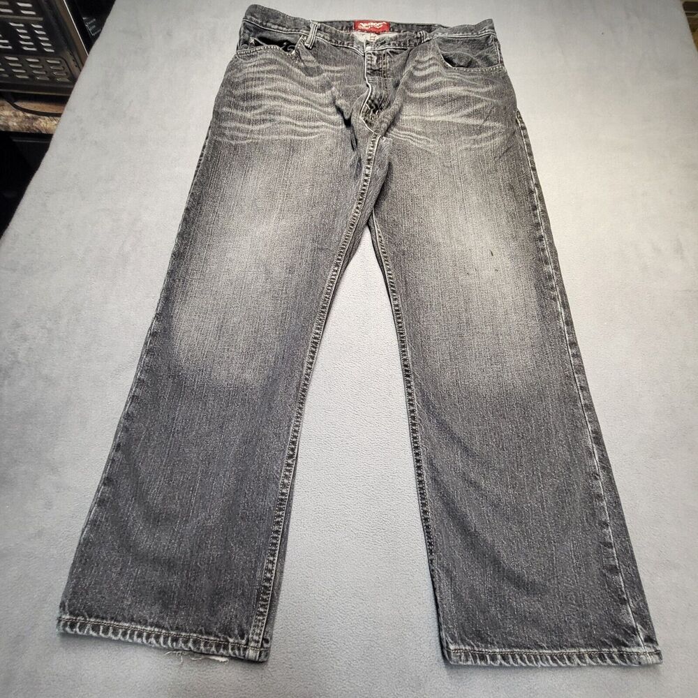 Arizona Jeans Mens 40x29 Black Denim Relaxed Loose Straight Leg